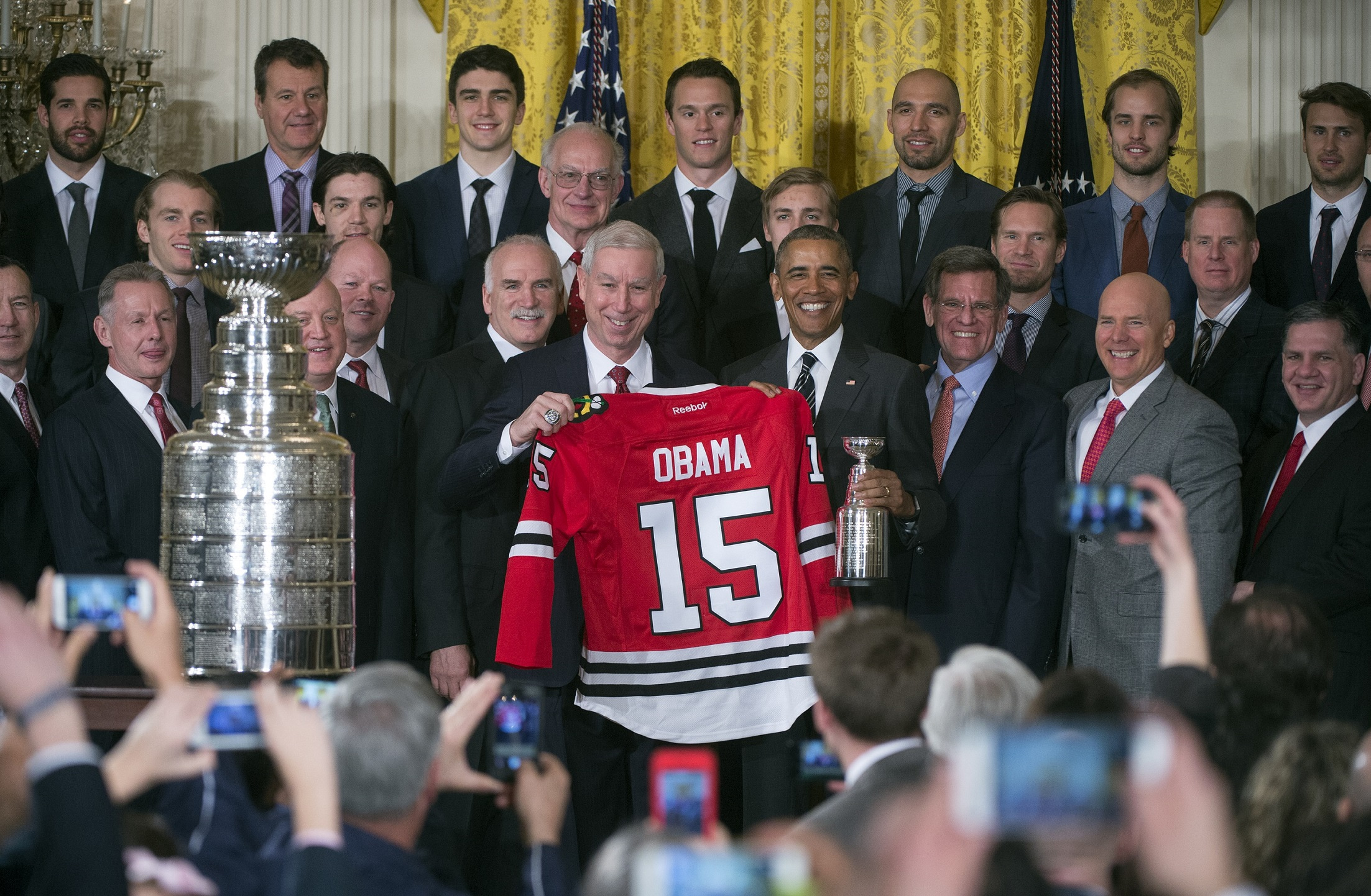 Chicago Blackhawks, loňští vítězové Stanley Cupu, v Bílém domě.