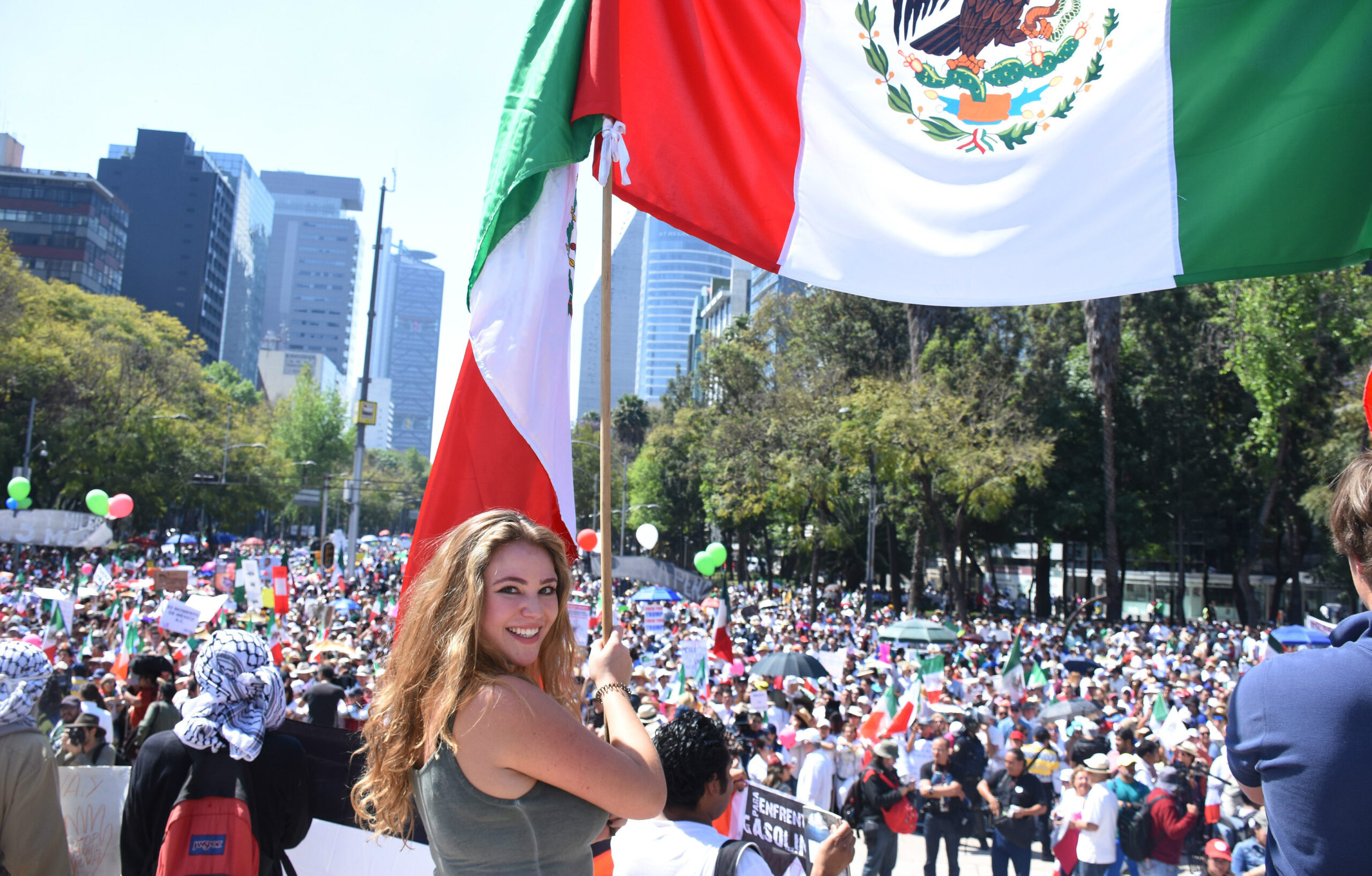Protesty proti politice Donalda Trumpa v Mexico City, 12. února 2017.