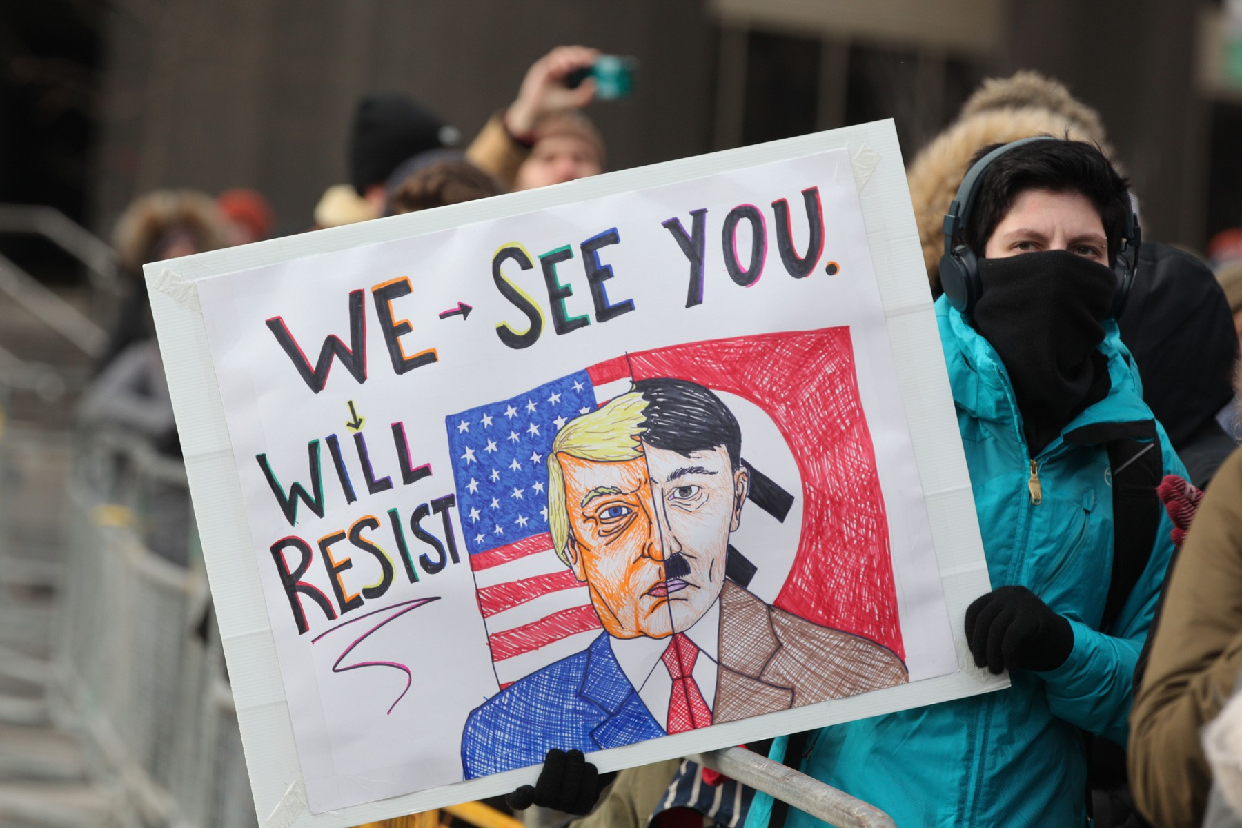 Demonstrace proti Trumpovi.