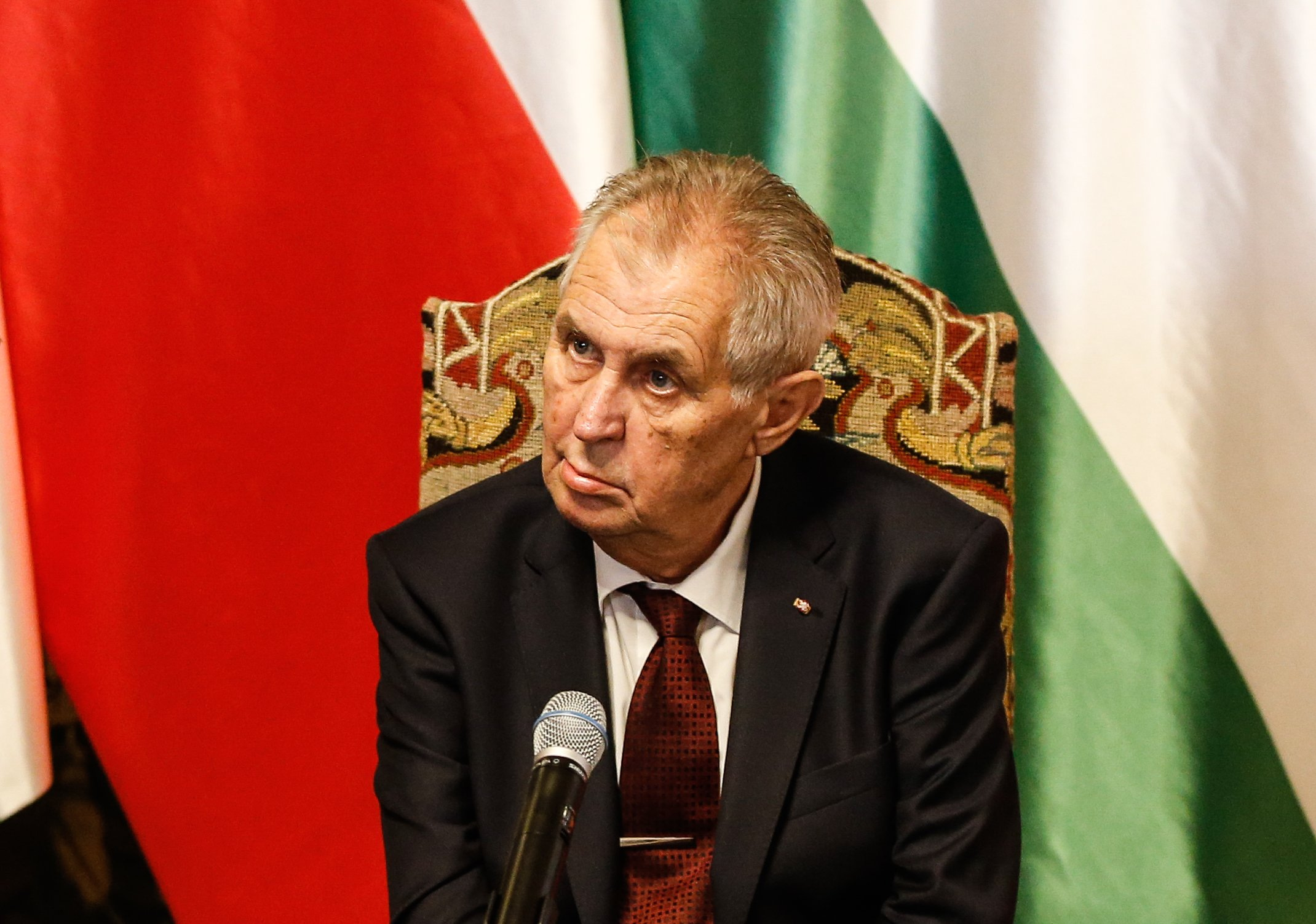 Český prezident Miloš Zeman při setkání se svým indickým protějškem. Pražský hrad, 7. září 2018.