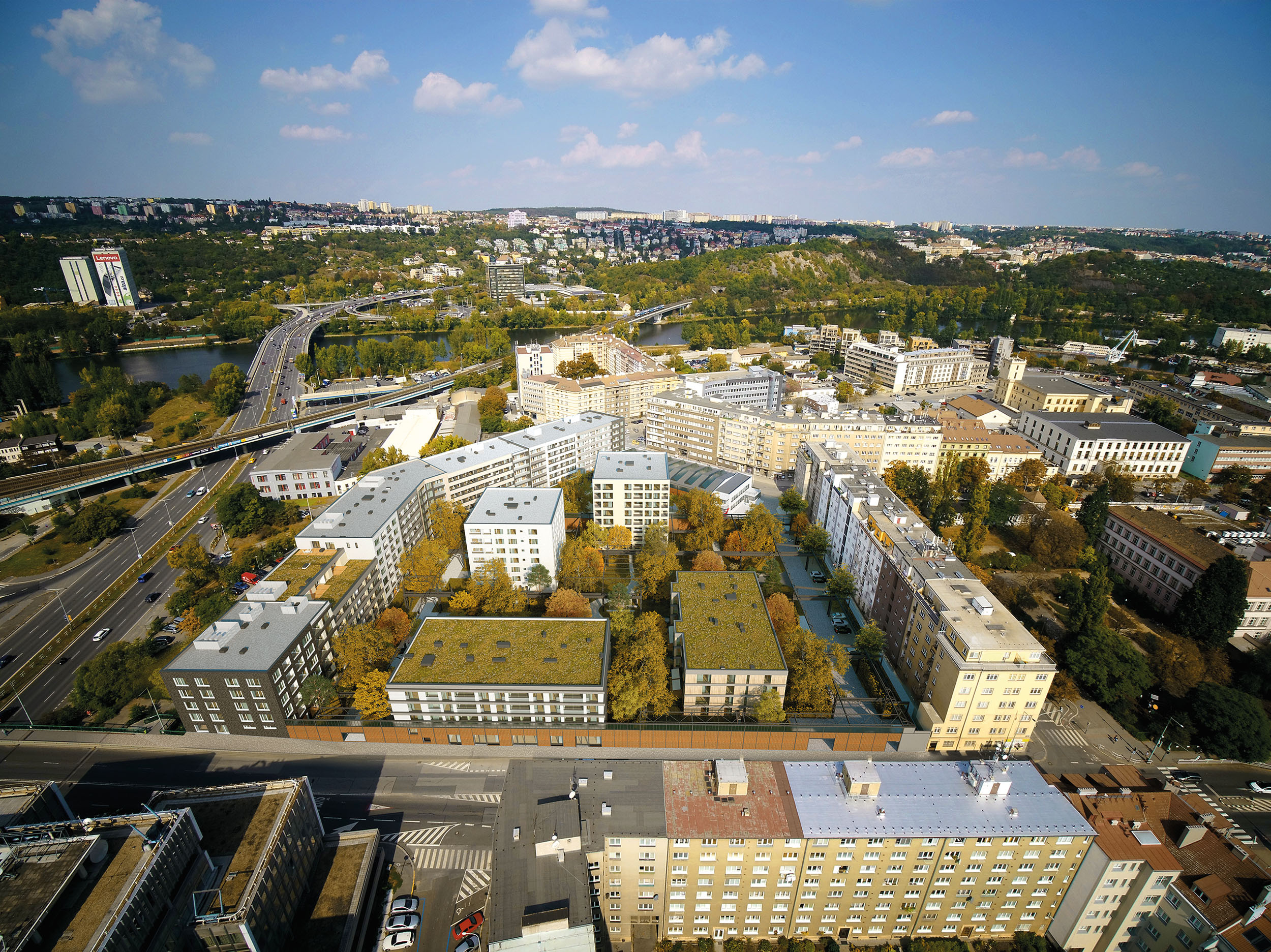 Developeři využívají také místa někdejších továrních areálů. Na snímku vizualizace rezidenčního projektu Finep v Holešovicích, který vznikne na místě bývalých průmyslových hal podniku Ferona.