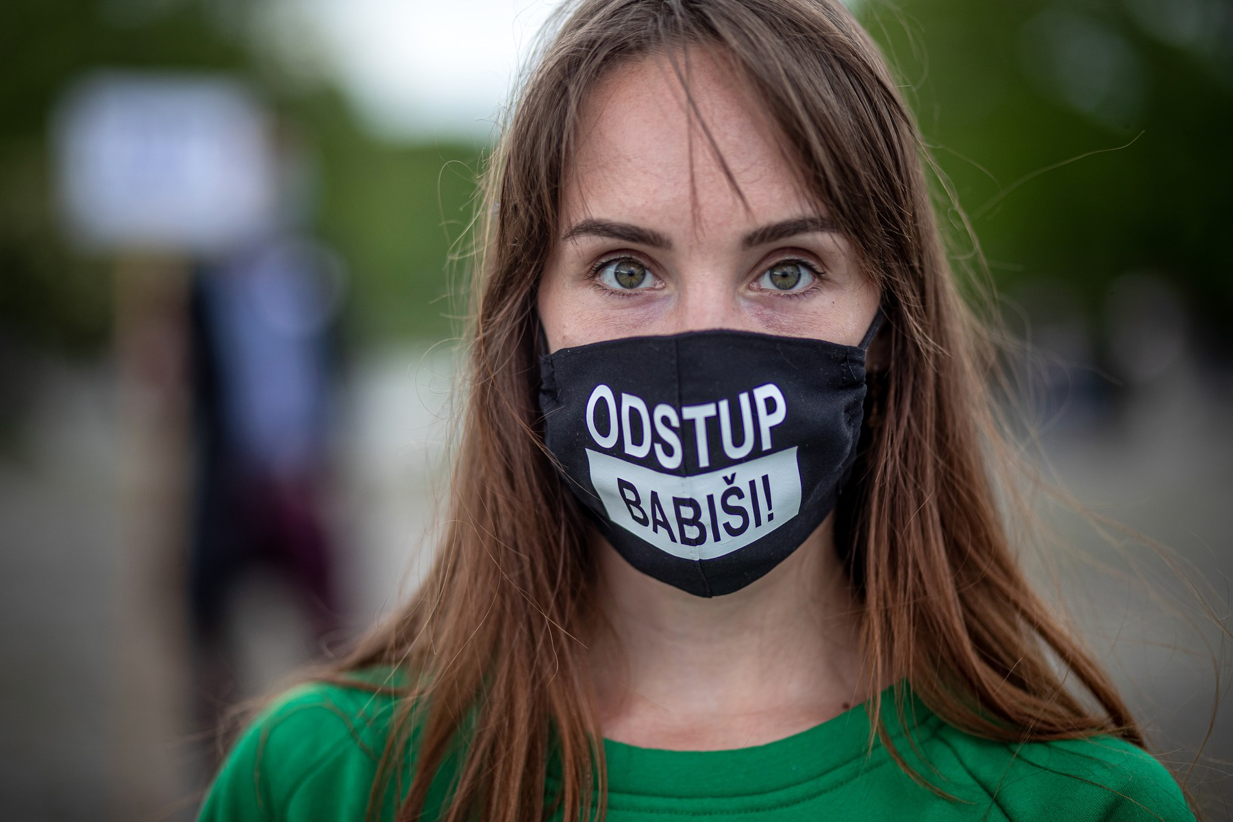 Demonstrace proti Andreji Babišovi v době koronaviru. Praha, jaro 2020.