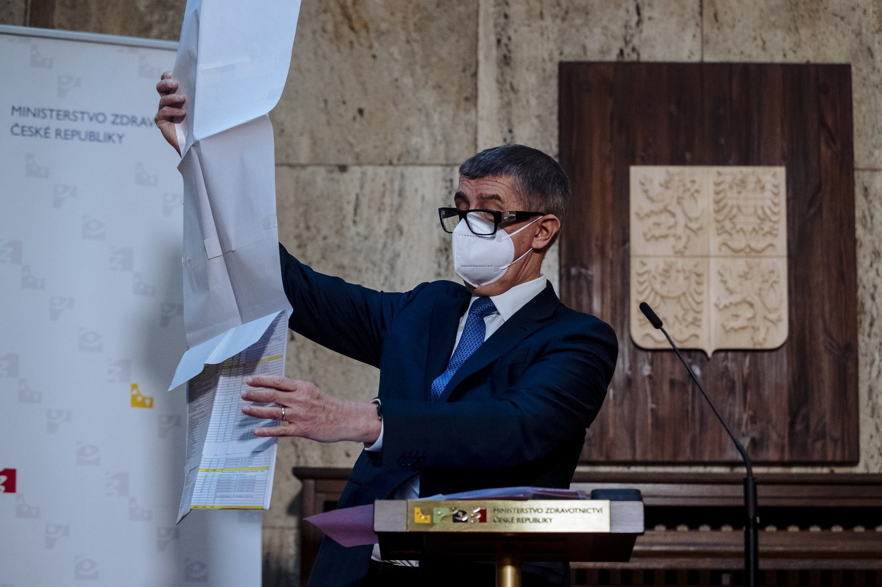 Premiér Andrej Babiš hovoří na tiskové konferenci o vakcinaci v Česku.