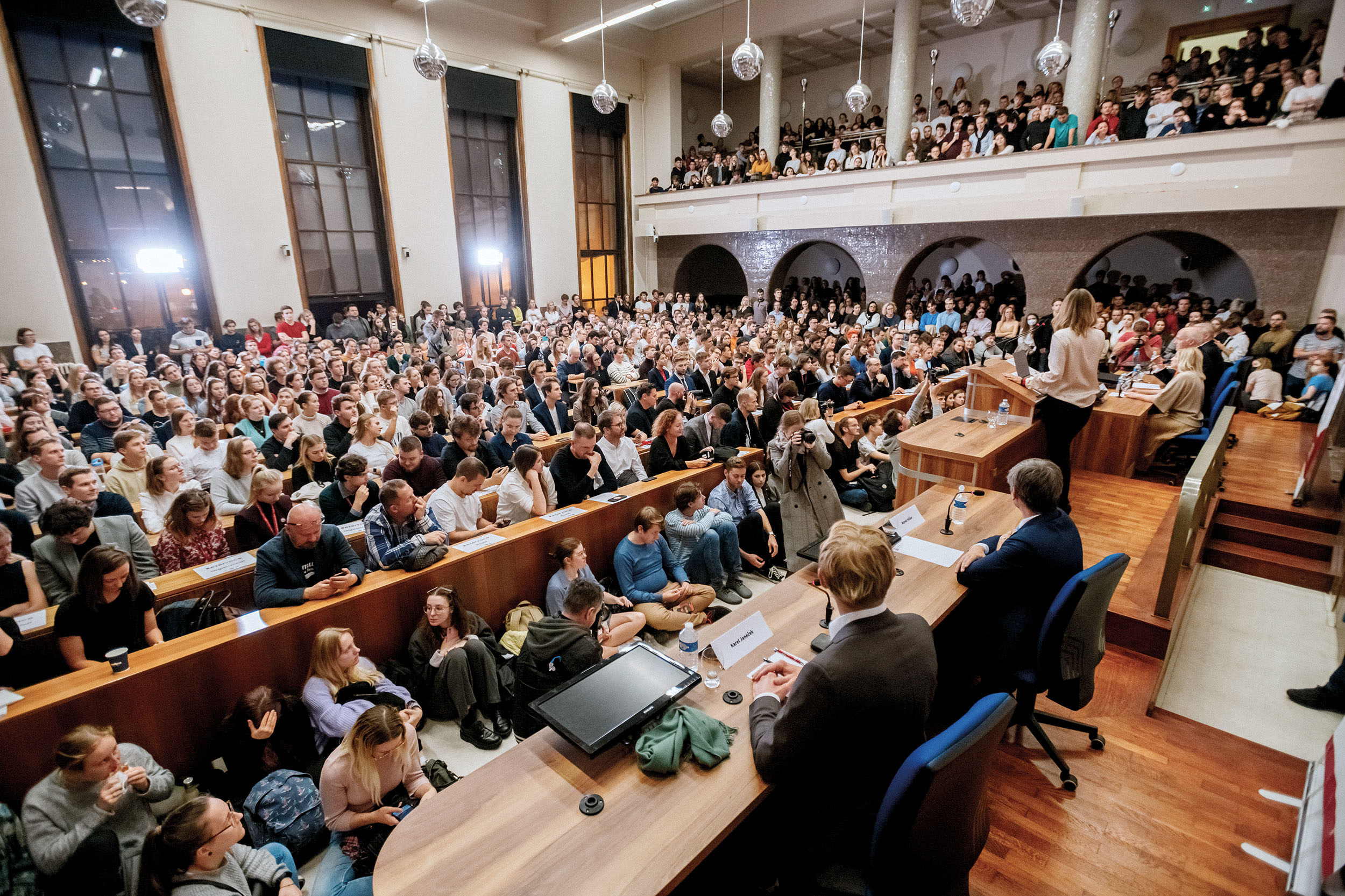 Debata s prezidentskými kandidáty na Právnické fakultě UK.