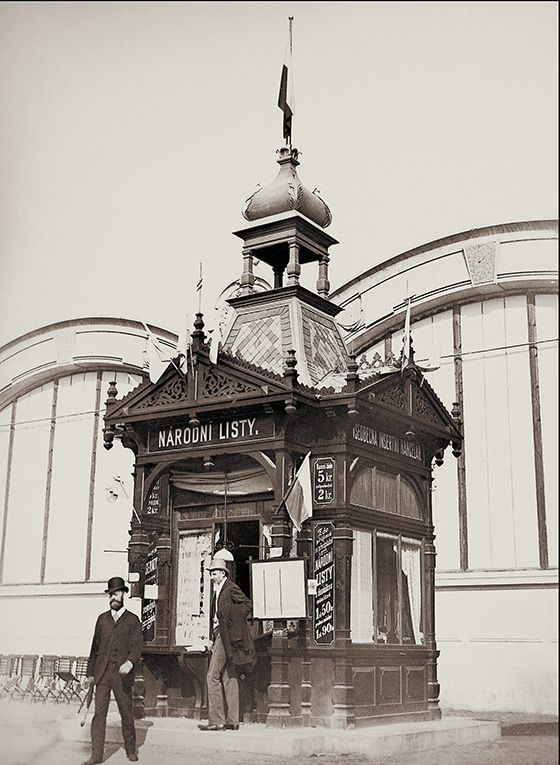 Stánek Národních listů na Jubilejní výstavě v Praze roku 1891